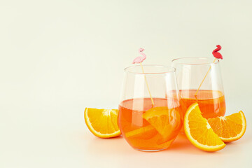 Concept of summer cocktail, Aperol Spritz, space for text