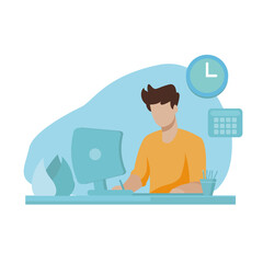 illustration of a man with laptop