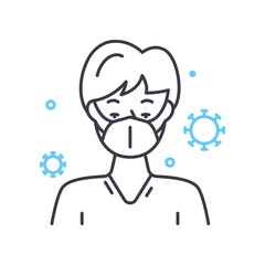 face mask line icon, outline symbol, vector illustration, concept sign