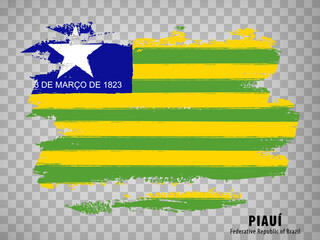 Flag of State Piaui from brush strokes. Federal Republic of Brazil. Flag Piaui on transparent background for your web site design, app, UI. Brazil. EPS10.