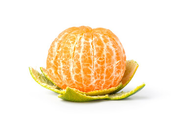 Tangerine orange peeled isolated on white background. Clipping path.