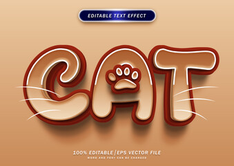 Cute cat 3d text style effect. editable font and effect.