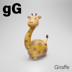 English alphabet name G with illustration of alphabet G. 3D rendering.