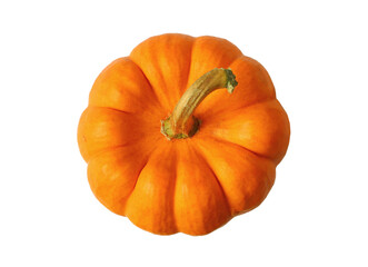 Top view of Vibrant Orange Ripe Pumpkin Isolated on Transparent Background, PNG File