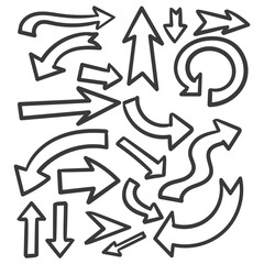 Hand drawn arrow vector icons set. sketch arrow design for business plan and education.
