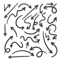 Hand drawn arrow vector icons set. sketch arrow design for business plan and education.