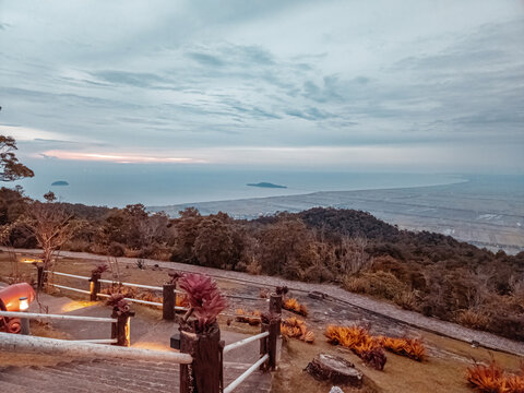 Garden On The Top Of Gunung Jerai During Sunset Overlooking The Sungai Petani Town.