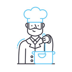 chef man line icon, outline symbol, vector illustration, concept sign