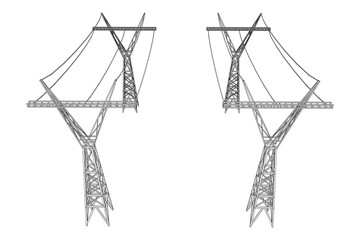 Power transmission tower high voltage pylon wireframe