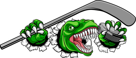 Dinosaur Ice Hockey Player Animal Sports Mascot © Christos Georghiou