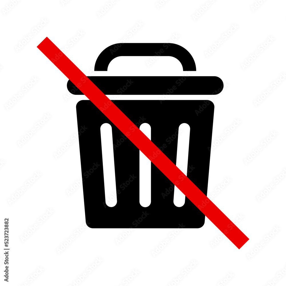 Poster no trash can use. do not throw trash in trash can. vector.