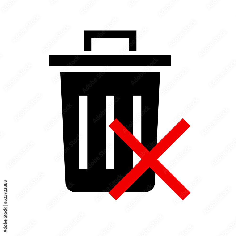 Poster do not throw trash in the trash can sign. trash can and a cross mark. vector.