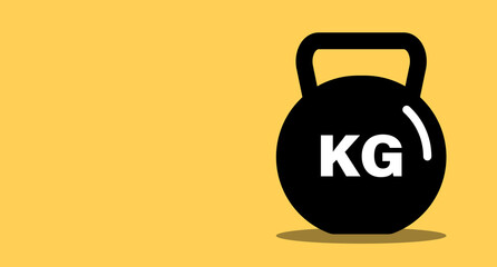 Background with KG kettlebell and copy space. Muscle training and weight. Vector.
