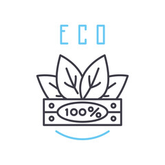 100 eco line icon, outline symbol, vector illustration, concept sign