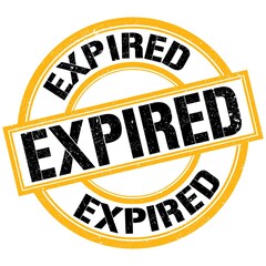 EXPIRED text on yellow-black round stamp sign