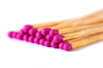Fire matches pile isolated on white. Object