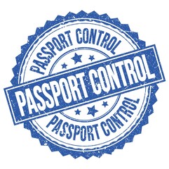 Fototapeta premium PASSPORT CONTROL text on blue round stamp sign