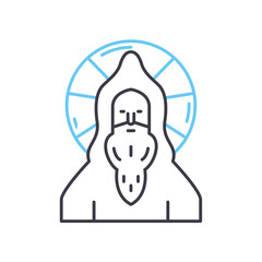 Obraz premium devotee line icon, outline symbol, vector illustration, concept sign