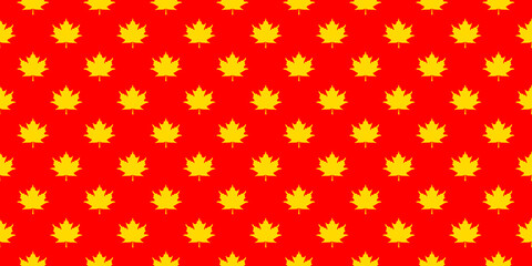 pattern of yellow maple leaves on a red background. template for application to the surface. Banner for insertion into site.