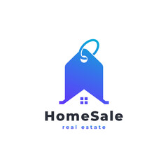 Modern Home Sale Logo. House and Price Tag Sale Logo Combination. Suitable for Real Estate Icon