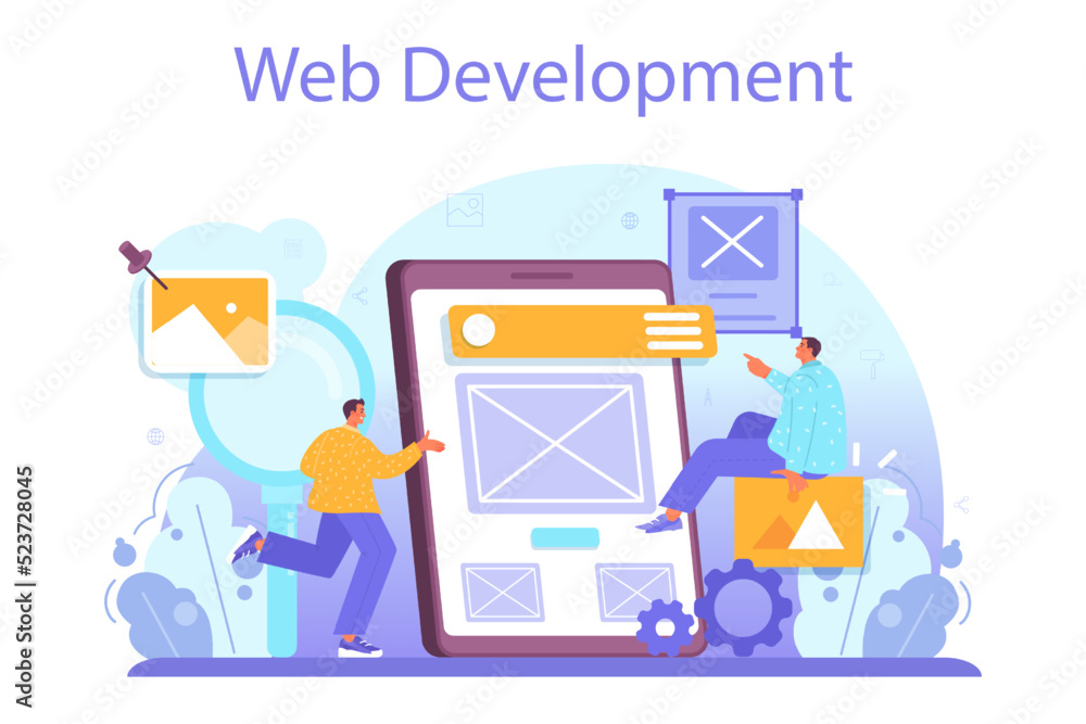 Poster ux and ui designer concept. app interface improvement. user interface