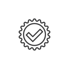 Certification approval line icon