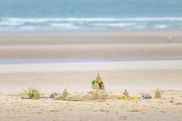 Fototapeta na wymiar Sand castle on the beach near Cap Gris Nez