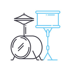 drum kit line icon, outline symbol, vector illustration, concept sign