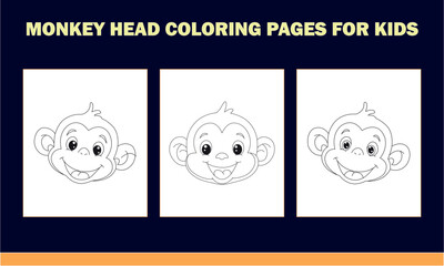 Monkey head coloring book for kids antistress hand drawn zentangle cute monkey vector illustration on white background