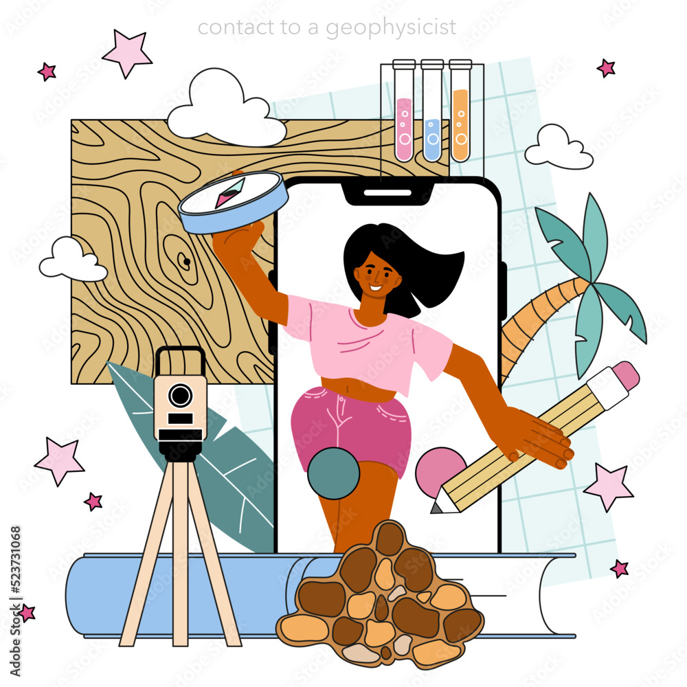 Poster geophysicist online service or platform. scientist study structure