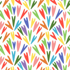 Abstract colorful hearts. Seamless pattern. Vector illustration. Simple background