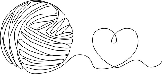 Line Drawing Ball of Yarn for Knitting