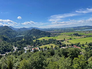 Paragliding in Bavarian landscape