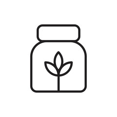 Medicine bottle and leaves icon. Alternative herbal medicine simple vector. isolated on white background