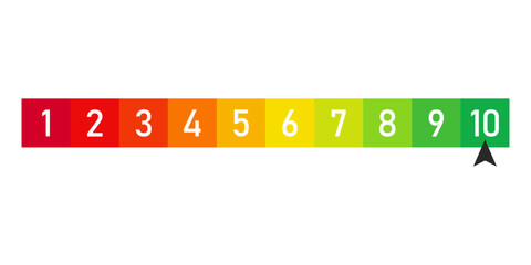 Rate us bar from 1 to 10, Best for website design, app, UI, isolated on white background. Vector illustration.