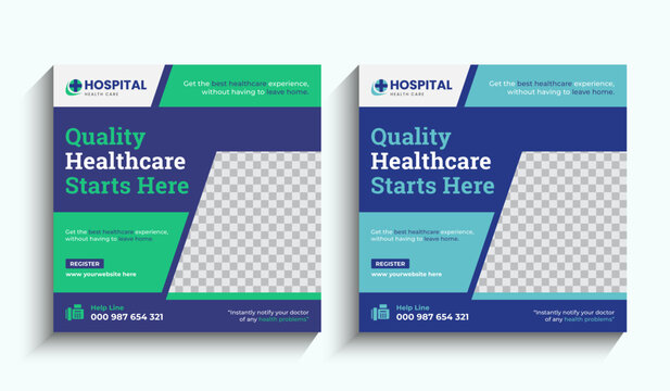 Healthcare Doctor Hospital Medical Survey Promotion Social Media Post Square Banner Ads Template