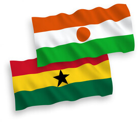 Flags of Republic of the Niger and Ghana on a white background