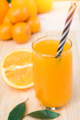 Orange Juice, fresh Orange, Orange Juice with fresh Orange on wood
