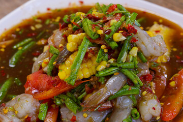 Papaya salad with shrimp in Thai restaurant