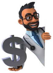 Fun 3D cartoon indian doctor