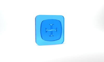 Blue Crusade icon isolated on grey background. Glass square button. 3d illustration 3D render