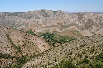 View of the Zarafshan Range. Kashkadarya Region, south of Samarkand city. Uzbekistan.
