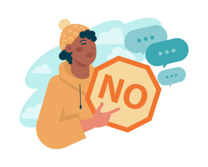 Personal space concept. Characters setting, protecting and violating