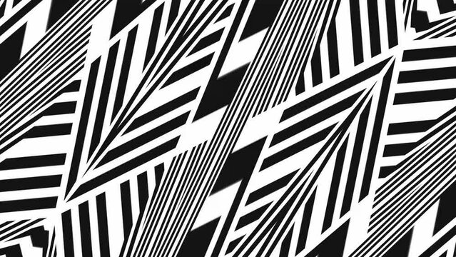 Abstract background with black and white stripes.Seamless loop video.
