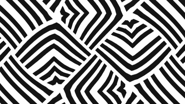 Abstract background with black and white stripes.Seamless loop video.
