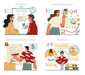 Human resources specialist concept set. Idea of recruitment