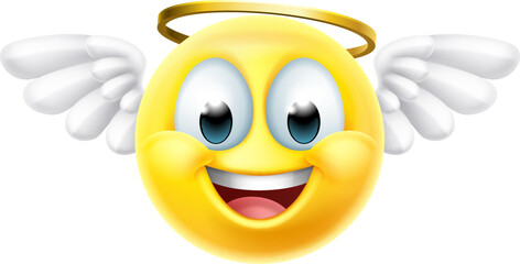 Angel Emoji Emoticon Man Face Cartoon Icon Mascot