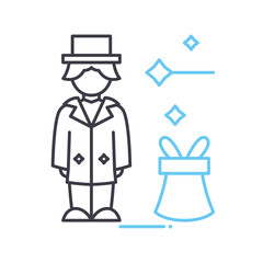 circus magician line icon, outline symbol, vector illustration, concept sign