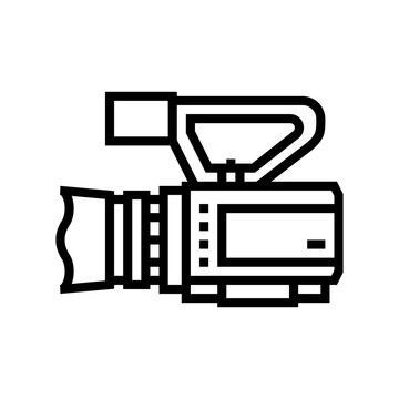 camcoder video production film line icon vector. camcoder video production film sign. isolated contour symbol black illustration