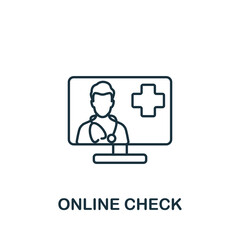 Online Check icon. Line simple Health Check icon for templates, web design and infographics